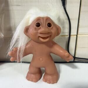 Rare Collector Vintage Dam Troll Doll White Hair 1986 Denmark